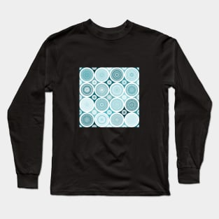 repeating pattern with boho style circles, teal color Long Sleeve T-Shirt